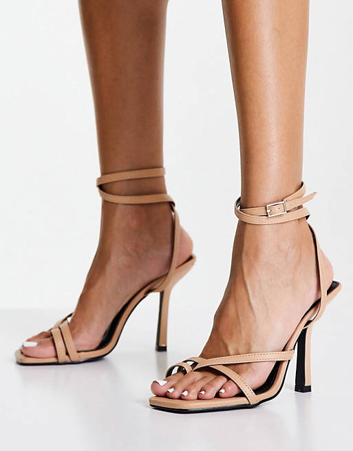  Heels/RAID Wide Fit Alayna heeled sandals in beige 