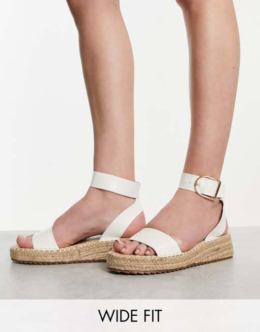 RAID Wide Fit - Alice - Espadrilles a pianta larga bianche con suola flatform