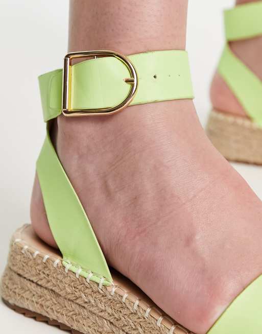 RAID Wide Fit Alice flatform espadrilles in lime