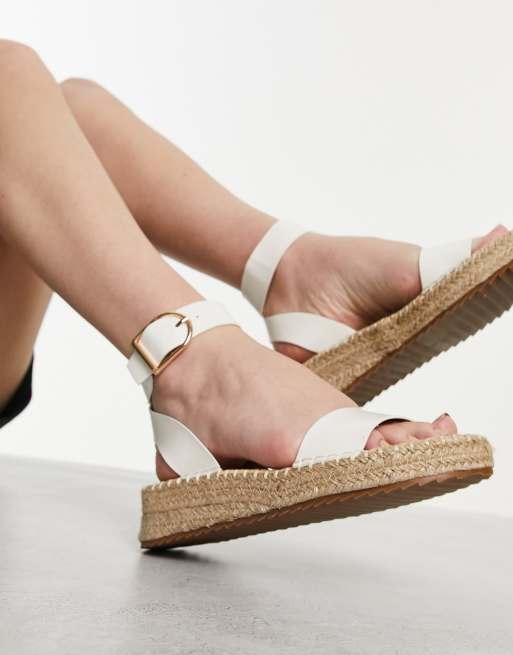 White flatform cheap espadrille sandals