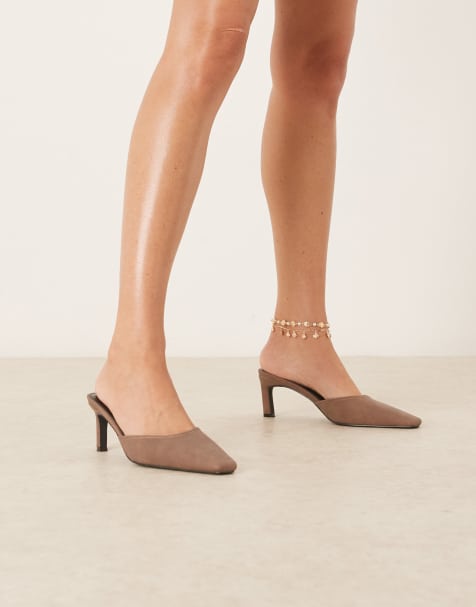 RAID Wide Fit Alya heeled mules in distressed brown - view 1