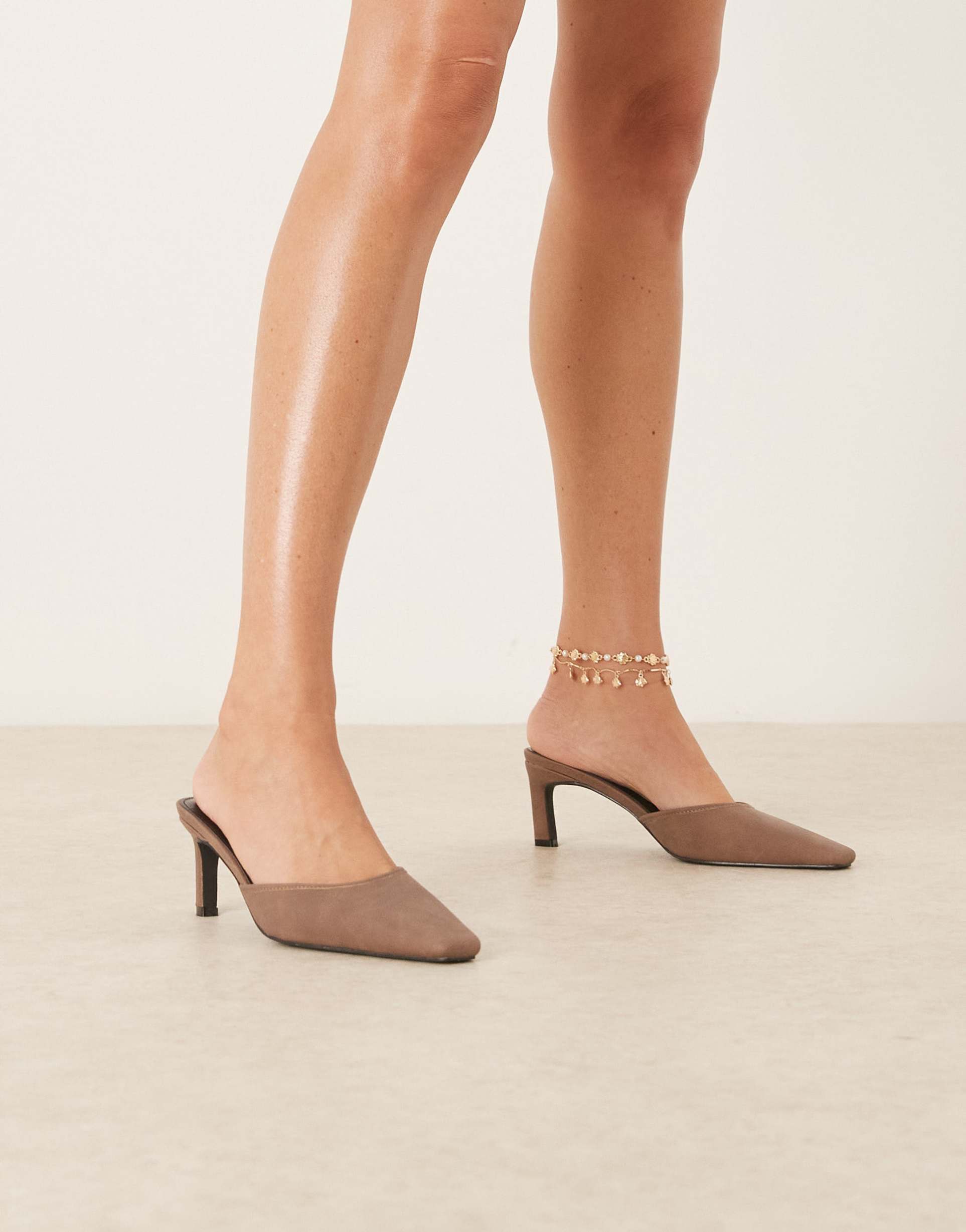 raid wide fit alya heeled mules in distressed brown