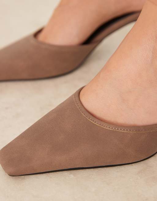 RAID Wide Fit Alya heeled mules in distressed brown