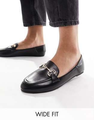 RAID Wide Fit - Amiela - Loafer in Schwarz mit Trensendetail, weite Passform