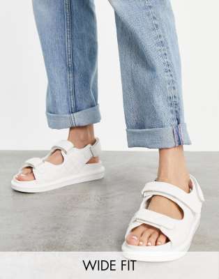 RAID Wide Fit - Amylia - Doorgestikte opa sandalen met dikke zool in gebroken wit