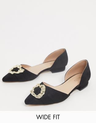 gold flat shoes wide fit