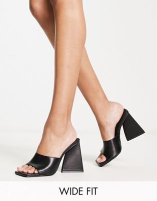 RAID Wide Fit Angel mules with angular heel in black - ASOS Price Checker