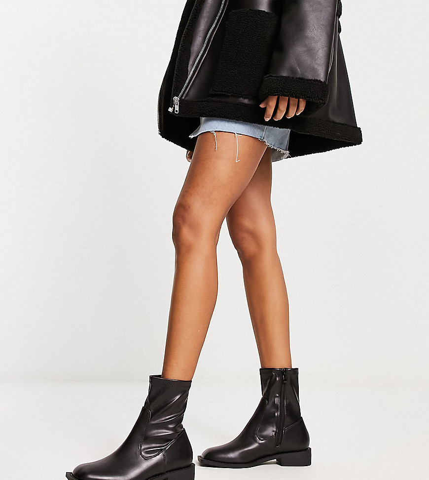 Annelien square toe sock boots in black - excusive to ASOS