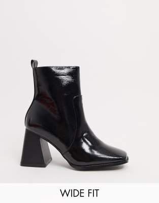 crinkle patent leather boots