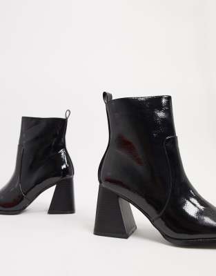 black patent wide fit ankle boots