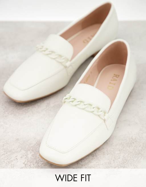 RAID Wide Fit Artie loafers with colour drenched trim in white