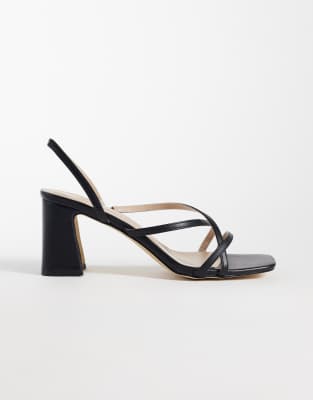 Raid Wide Fit Aspyn Strappy Heeled Block Sandals In Black