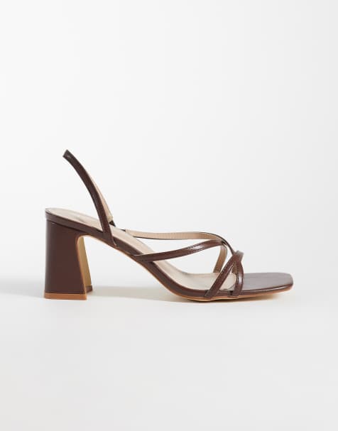 RAID Wide Fit Aspyn strappy heeled block sandals in brown - view 1