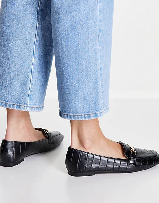Women Flat Shoes/RAID Wide Fit Athen flat loafers in black 