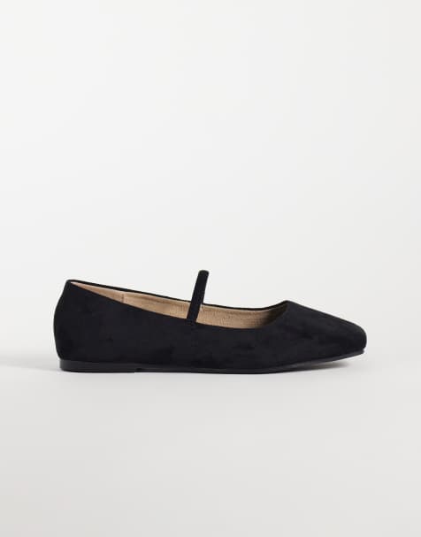 RAID Wide Fit Aylani Ballerinas aus Kunstwildleder mit eckiger Zehenpartie in Schwarz - view 1