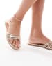 RAID Wide Fit Bella strappy knot flat sandals in white