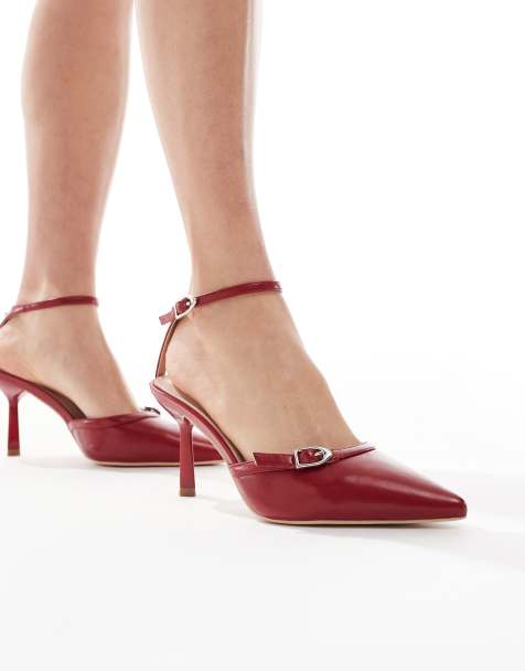 RAID Wide Fit Bexlie kitten heeled shoes with buckle in red - view 1