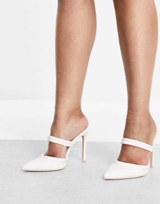 RAID Wide Fit Britta mule heeled shoes in cream