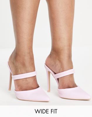 Raid Wide Fit Britta Mule Heeled Shoes In Pink