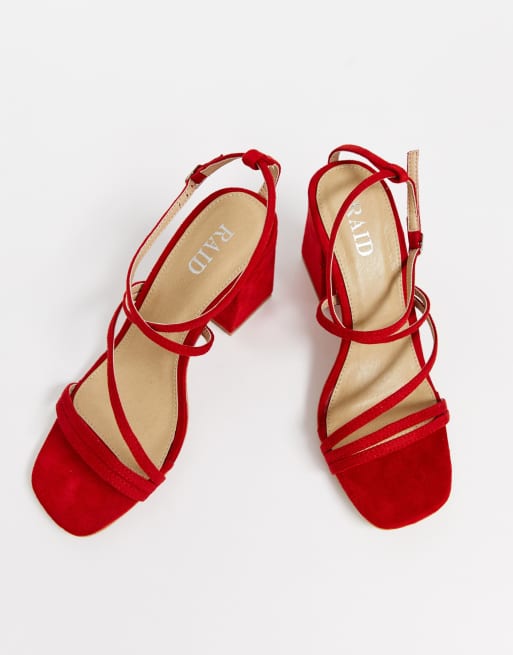 Red wide fit store block heels