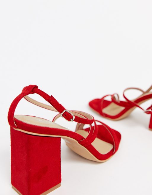 Red wide fit block on sale heels