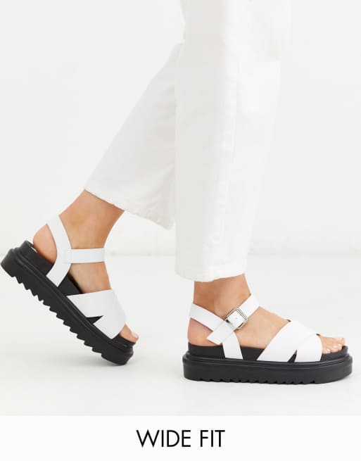 RAID Wide Fit Carmen flatform sandals in white | ASOS