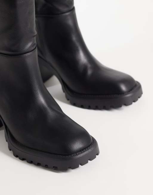 RAID Wide Fit Carnie block heel knee boots in black, 3 of 4