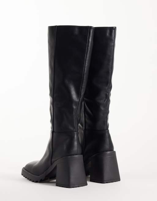 RAID Wide Fit Carnie block heel knee boots in black, 4 of 4