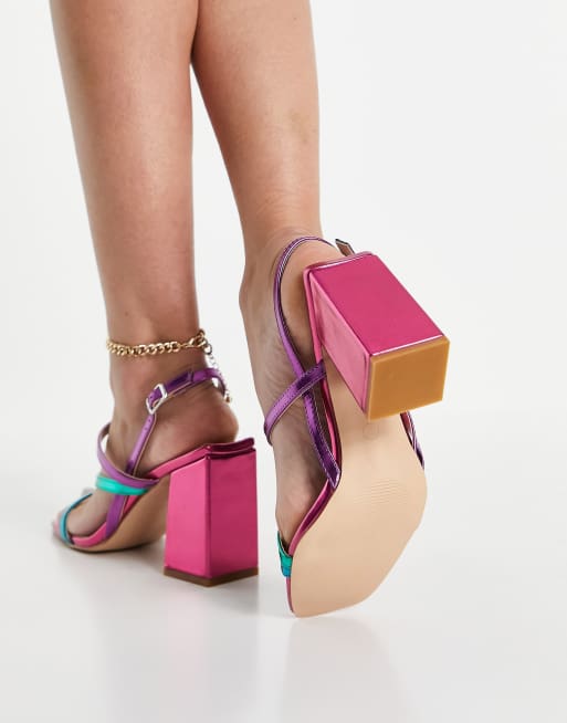 Colorful sandals deals with heels