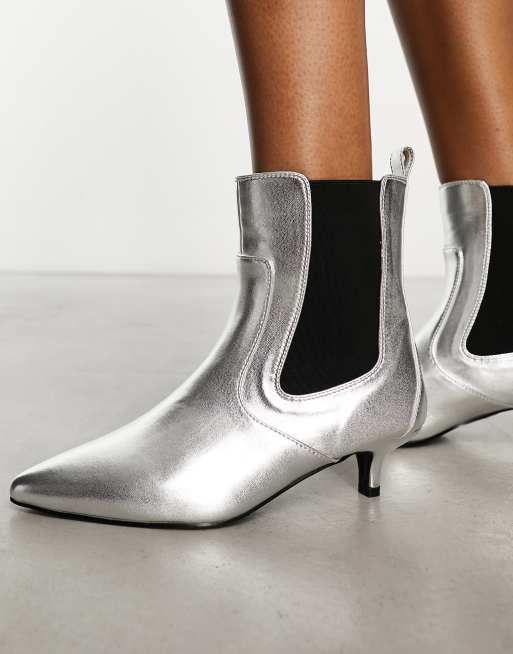 Grey kitten heel hot sale ankle boots