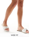 [Raid Wide Fit] RAID Wide Fit Celini flat sandals in white patent 36 White croc patent