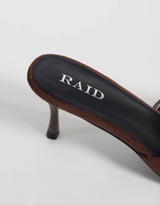 RAID Wide Fit Cerese mules med hæl i brun, 3 af 4