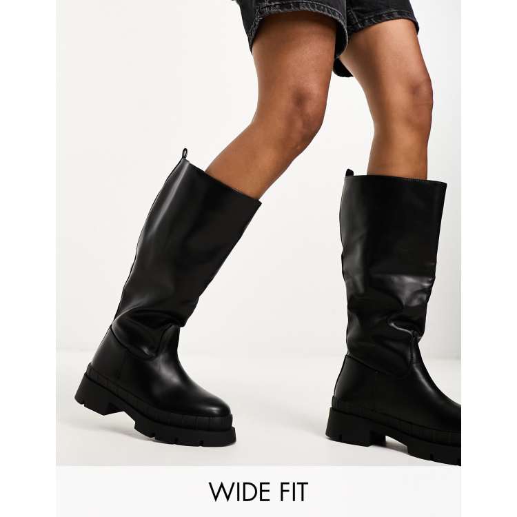 Wide fit knee 2024 high boots new look