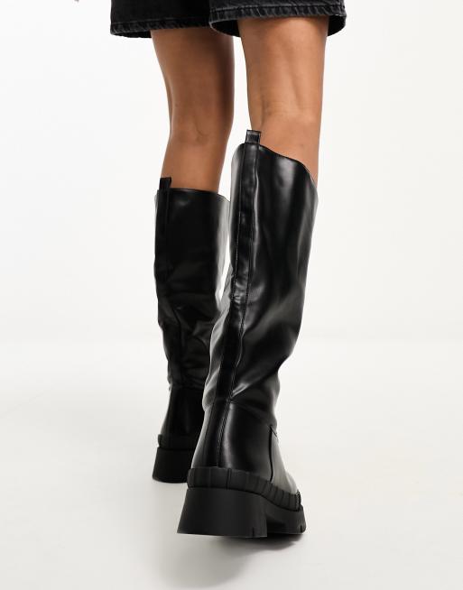 Flat knee high sales boots wide fit