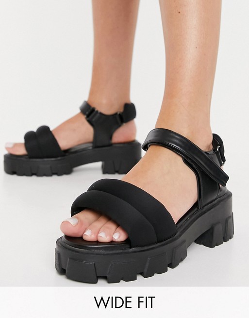 RAID Wide Fit chunky heeled sandals in black