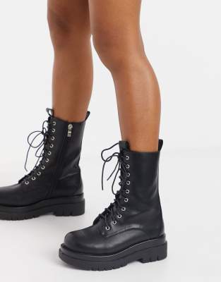 black flat lace up booties