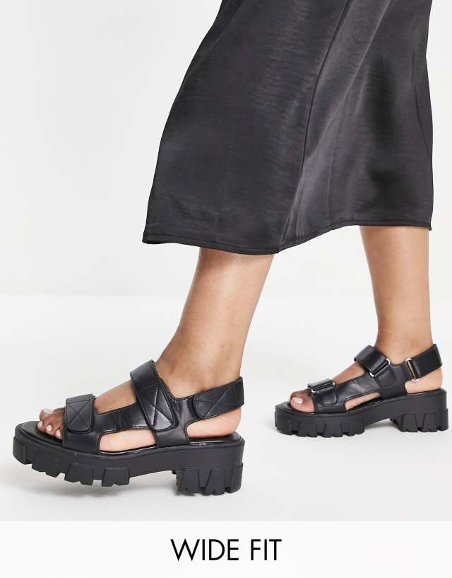 RAID Wide Fit Daicy sporty sandals in black