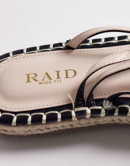 RAID Wide Fit Danita espadrille flat sandals in black, 3 of 4