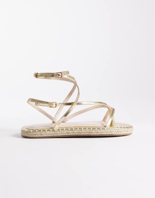 RAID Wide Fit Danita espadrille flat sandals in gold