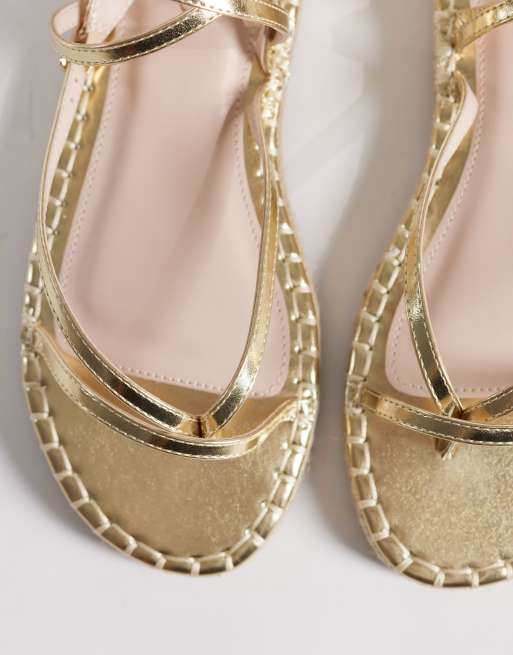 RAID Wide Fit Danita espadrille flat sandals in gold, 2 of 4