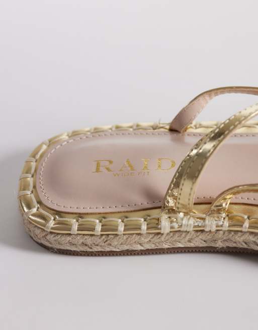 RAID Wide Fit Danita espadrille flat sandals in gold, 3 of 4