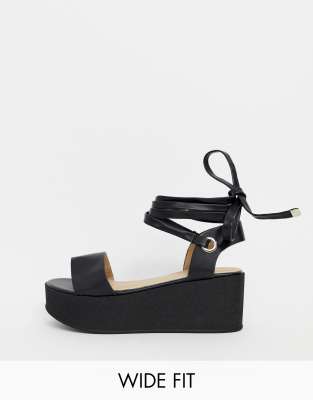 wide fit black flatforms