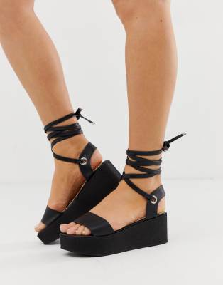 black flatform sandals