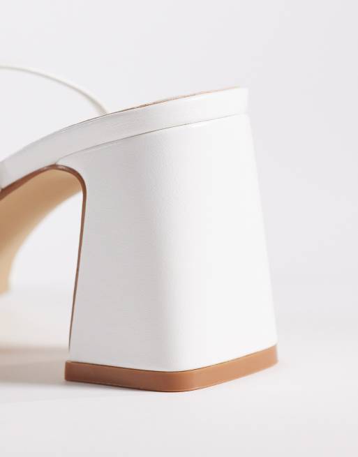 RAID Wide Fit Devena block heeled sandals in gold detail in white, 3 of 4
