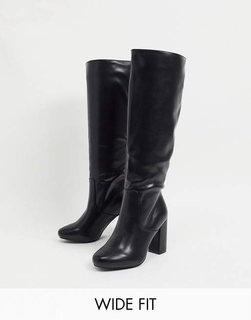 RAID Wide Fit Dileni pull on knee boots in black