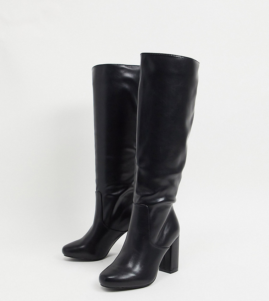 RAID Wide Fit Dileni pull on knee boots in black