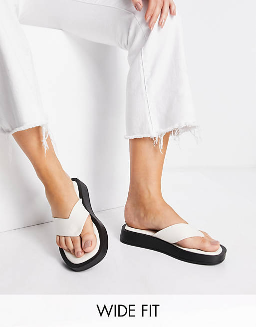 RAID Wide Fit Dornea chunky toe post sandals in off white