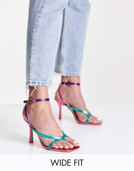 RAID Wide Fit Dorneah strappy sandals in rainbow metallic