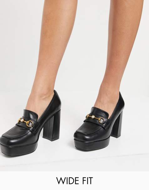 wide width chunky heel shoes