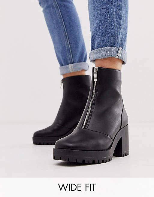 Women RAID Wide Fit Exclusive Janella chunky boots in black 